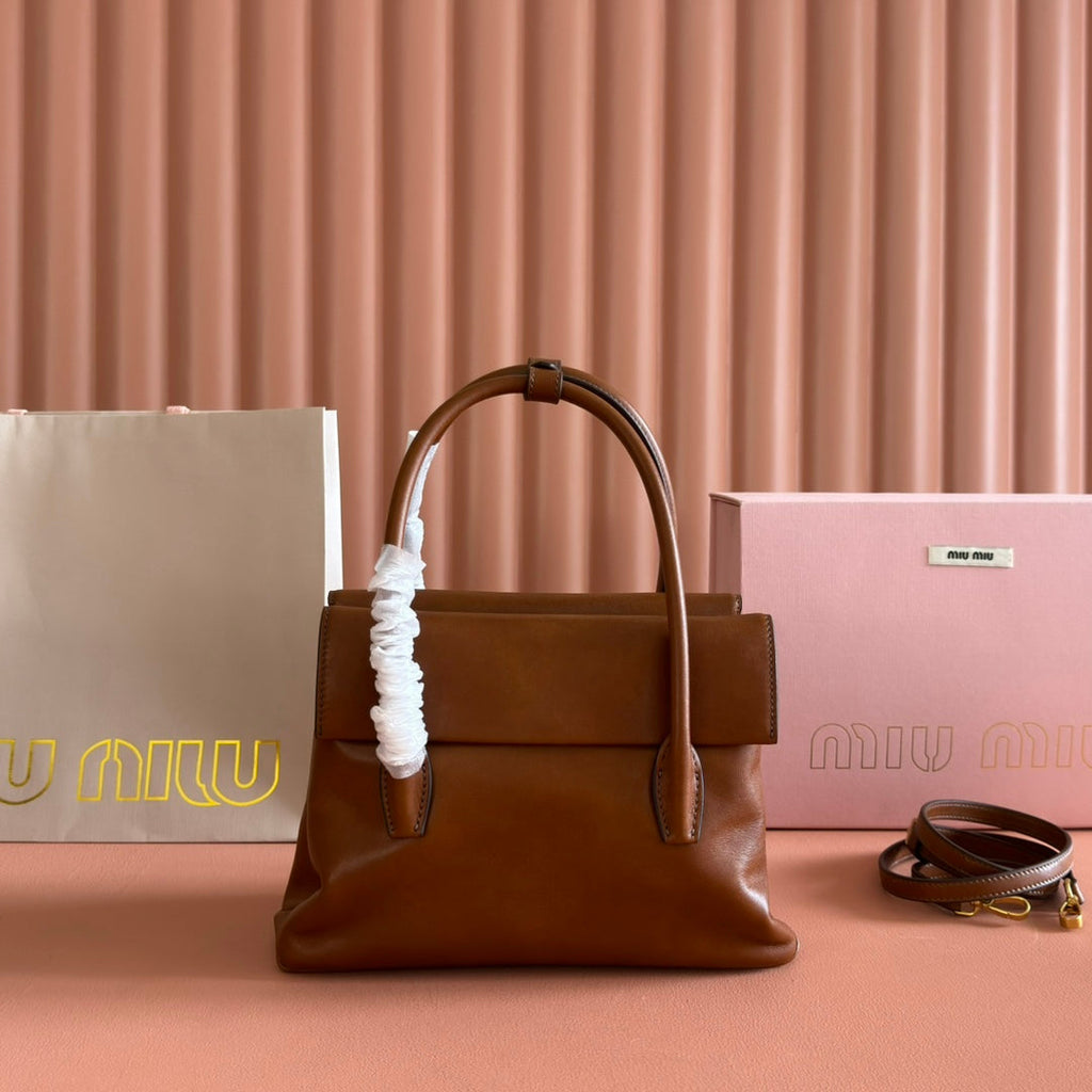 Miu Solitaire Bag 25 Brown Calfskin