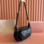 Miu 25ss Large Shoulderbag 40 Black Embossed Lambskin
