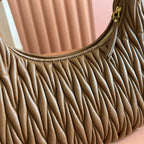 Miu Wander Matelassé Shoulder Bag 29cm Brown Lambskin