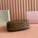 Miu Wander Matelassé Shoulder Bag 29cm Brown Lambskin