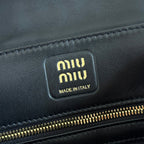 Miu 5bd265 Matelassé Shoulder Bag 28cm Black Lambskin