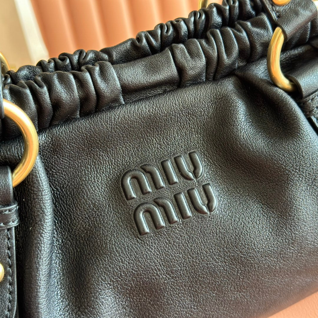 Miu Joie Shoulder Bag Black Nappa Leather