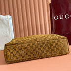 Gucci Beatrix Handbag 40 Caramel Brown Suede 271962