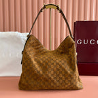 Gucci Beatrix Handbag 40 Caramel Brown Suede 271962