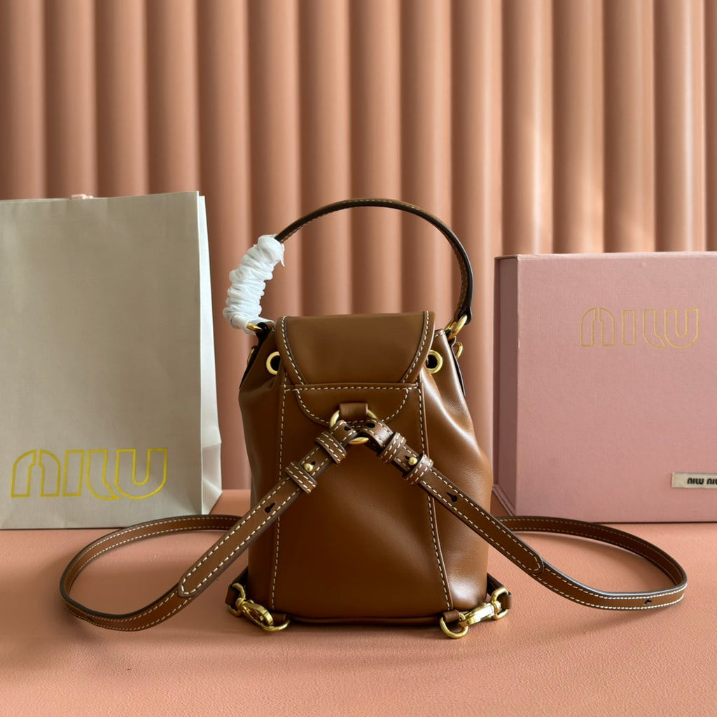 Miu MIni Backpack Brown Leather 273201