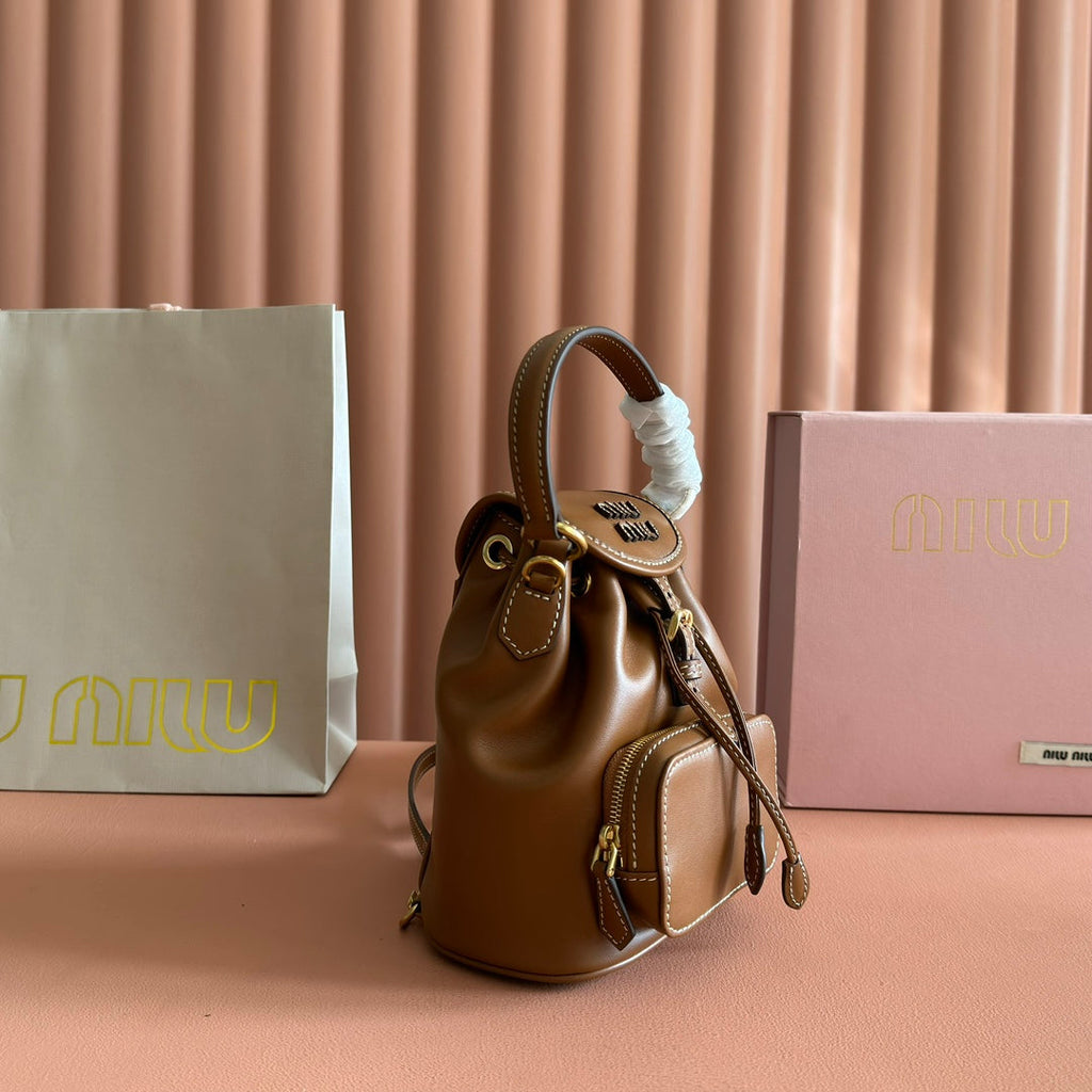 Miu MIni Backpack Brown Leather 273201