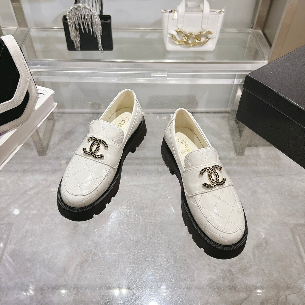 CC Moccasins White Cowhide