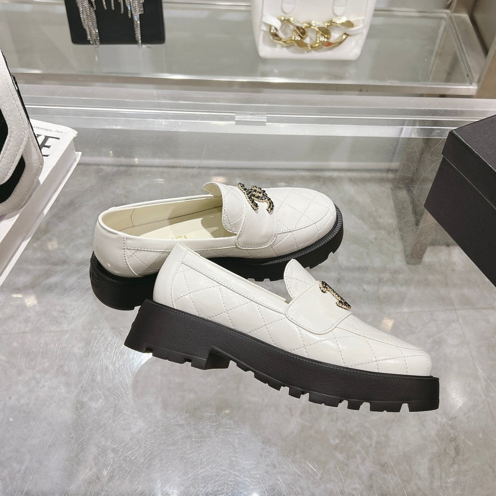 CC Moccasins White Cowhide