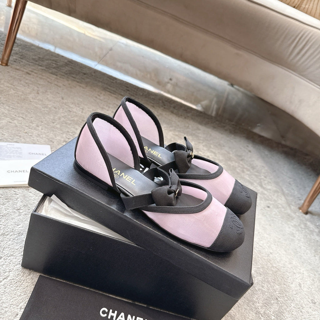 CC 25b Fall-Winter Mary Janes 15mm Pink Black Mesh & Grosgrain 415778