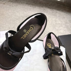 CC 25b Fall-Winter Mary Janes 15mm Pink Black Mesh & Grosgrain 415778