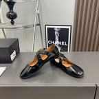Alaila Criss Cross Ballet Flats In Black Glossy Calfskin 996027