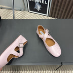Alaila Criss Cross Ballet Flats In Light Pink Lambskin 996035