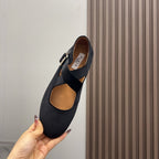 Alaila Criss Cross Ballet Flats In Black Velvet 996039