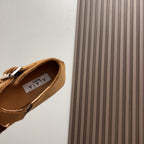 Alaila Criss Cross Ballet Flats In Brown Velvet 996041
