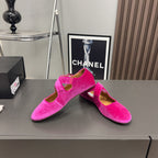 Alaila Criss Cross Ballet Flats In Deep Pink Velvet 996051
