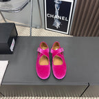 Alaila Criss Cross Ballet Flats In Deep Pink Velvet 996051