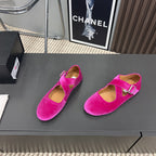 Alaila Criss Cross Ballet Flats In Deep Pink Velvet 996051