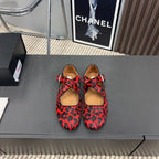 Alaila Criss Cross Ballet Flats In Red Lambskin 996061