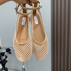Alaila Mary Jane In Beige Mesh Fabric 996071