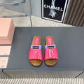 Miu Slippers In Pink Glossy Calfskin With Purple Half-Foot Socks