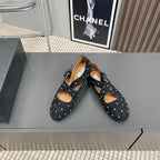 Alaia 2025 Criss Cross With Stud Ballet Flats Black Suede 293205