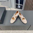 Alaia 2025 Criss Cross With Stud Ballet Flats Nude Suede 293206