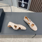 Alaia 2025 Criss Cross With Stud Ballet Flats Nude Suede 293206