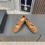Alaia 2025 Criss Cross With Stud Ballet Flats Brown Beige Suede 293207