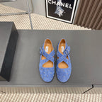 Alaia 2025 Criss Cross With Stud Ballet Flats Royal Blue Suede 293211