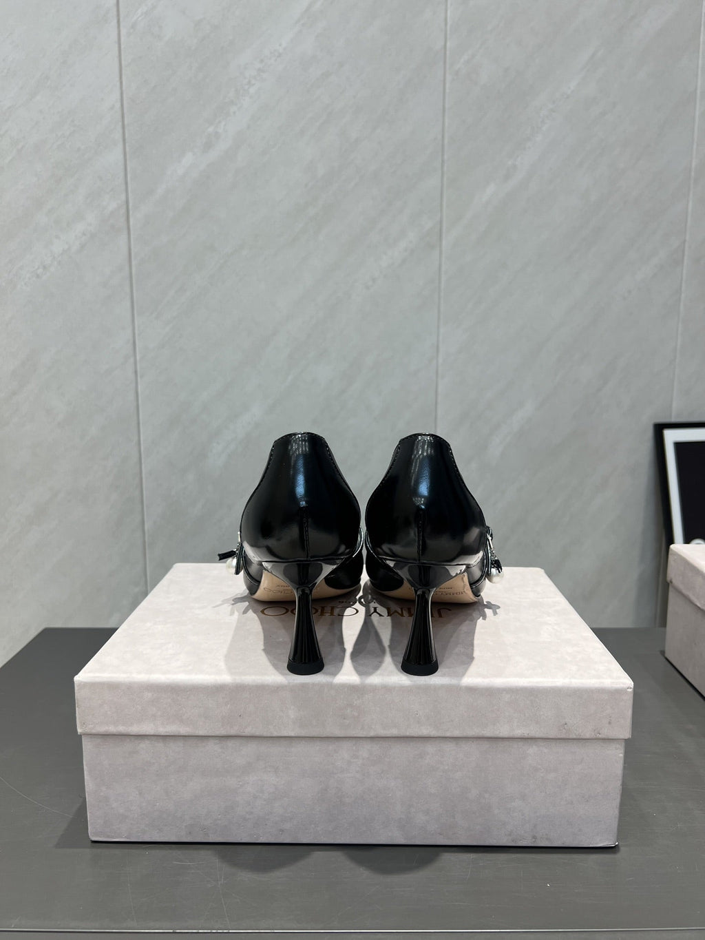 Jimmy Choo Araya Pumps 65mm Black Velvet Embellished Pointed Toe 540676