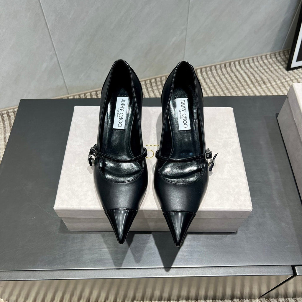 Jimmy Choo Araya Pumps 65mm Black Velvet Embellished Pointed Toe 540676