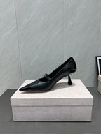 Jimmy Choo Araya Pumps 65mm Black Velvet Embellished Pointed Toe 540676