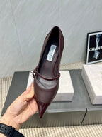 Jimmy Choo Araya Pumps 65mm Burgundy Velvet Embellished Pointed Toe 540677