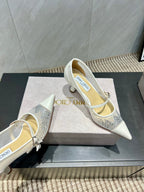 Jimmy Choo Aren Pump High Heels 65mm Cream Crystal Mesh 540678