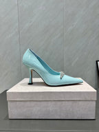 Jimmy Choo Belinda 85mm Heels Blue Patent Leather Crystal Studded Heels 540682