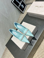 Jimmy Choo Belinda 85mm Heels Blue Patent Leather Crystal Studded Heels 540682