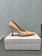 Jimmy Choo Belinda 85mm Heels Nude Patent Leather Crystal Studded Heels 540683.