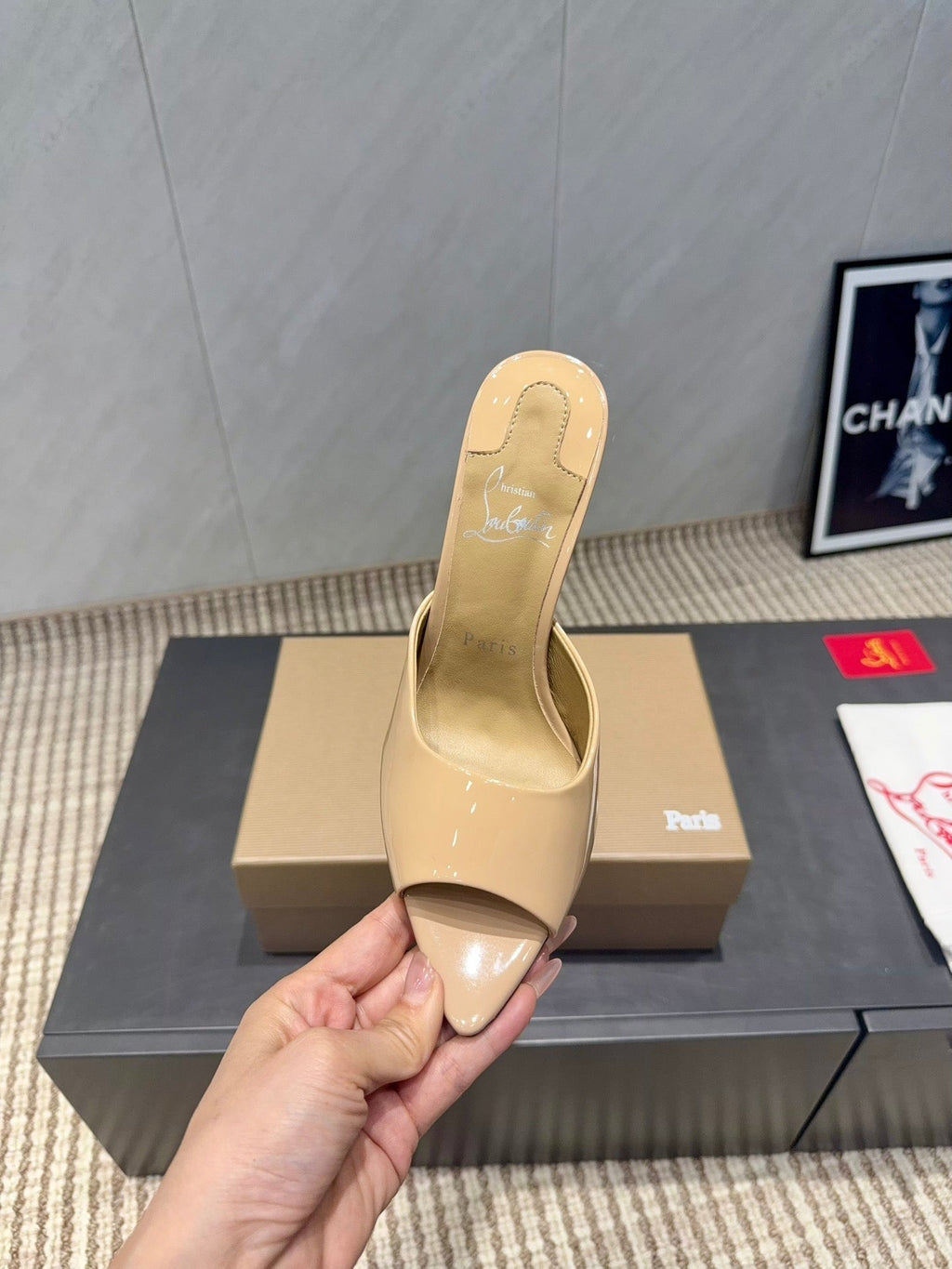 CL Miss Z 100 Mule Beige Patent Leather 539722