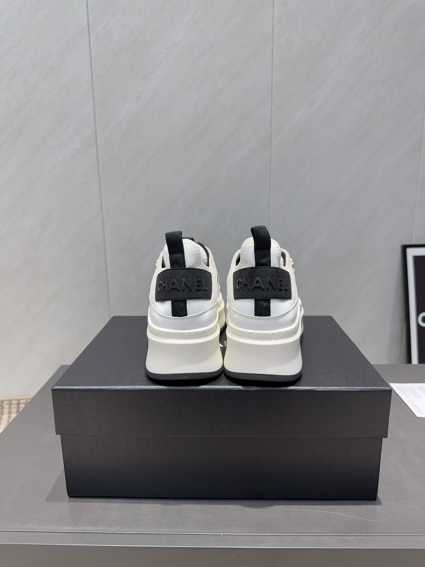 Chanel 25 Sneaker Black White Suede 540306