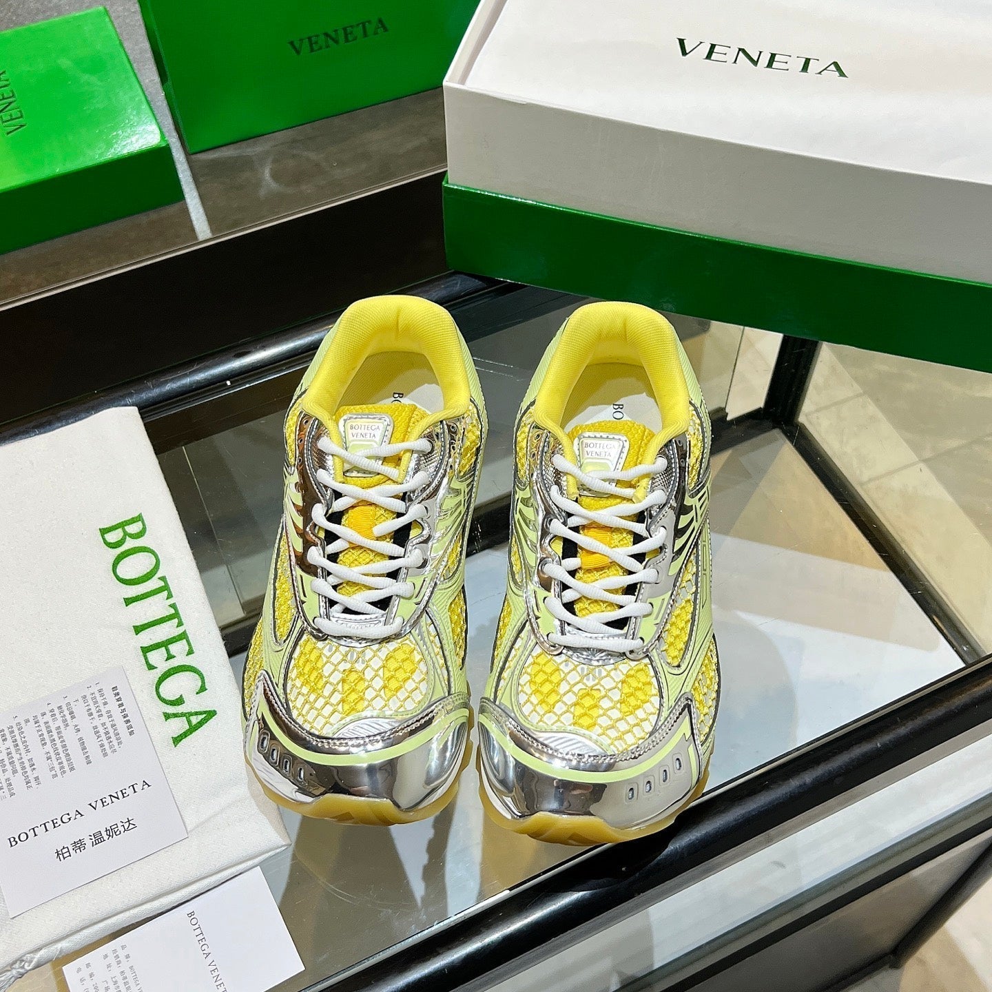 BV 26s Orbit Flash Sneaker Sliver Yellow Mesh Leather 735918