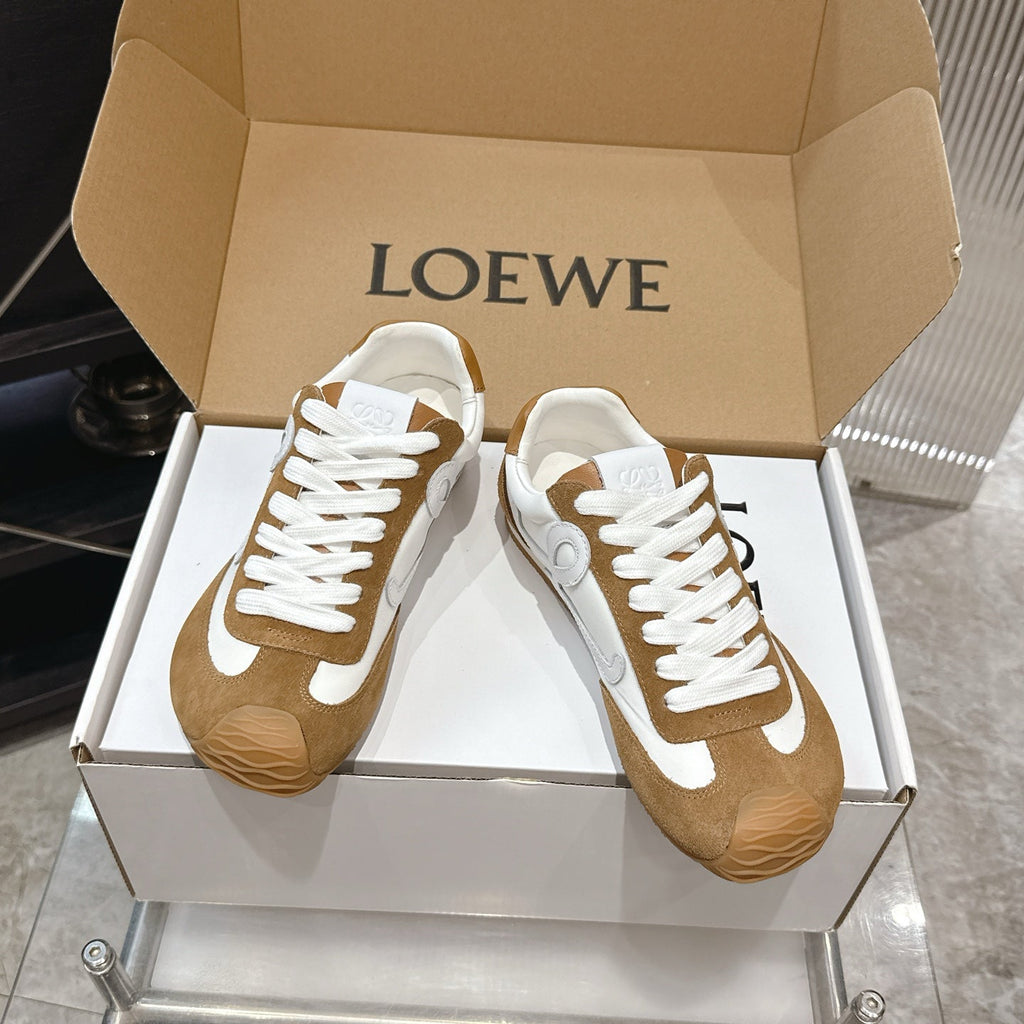 LOEW 26s Ballet Runner 2.0 Brown White Suede Sheepskin 683933