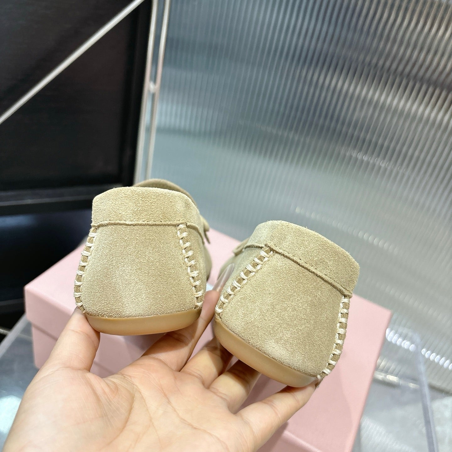 Miu 26s Loafer Light Khahi Suede 683946