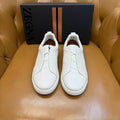 Zegna Men's Triple Stitch Sneakers White Grain Leather