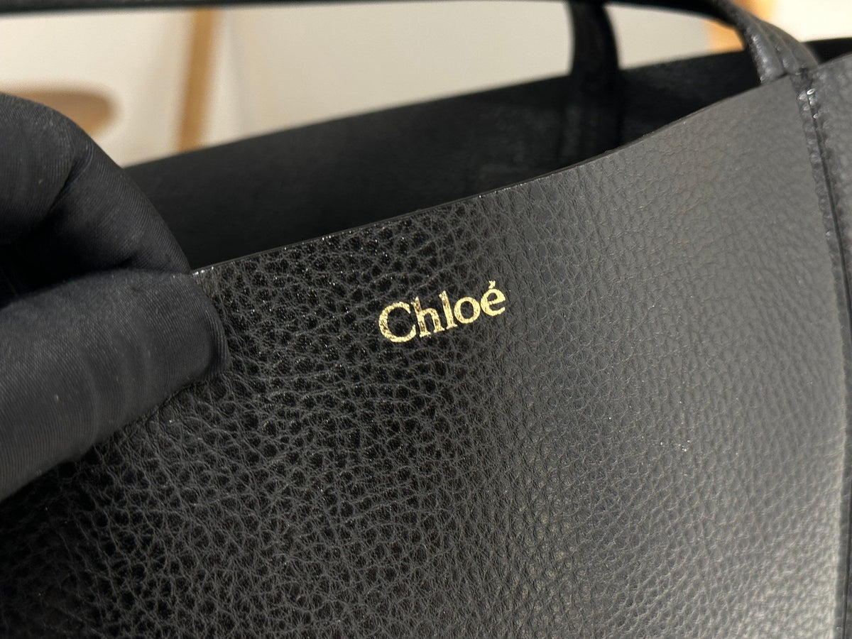 Chloe Spin Medium Bag 27cm Black Calfskin
