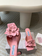 Jimmy Skye 70mm In Pastel Pink Cowhide Mules 586567