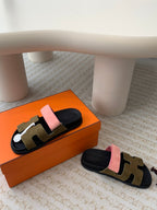 chypre sandal olive pink suede black calfskin