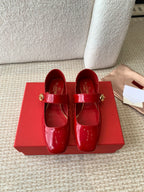 VL Locker Mary-Jane Ballerina In Crimson Red Calfskin