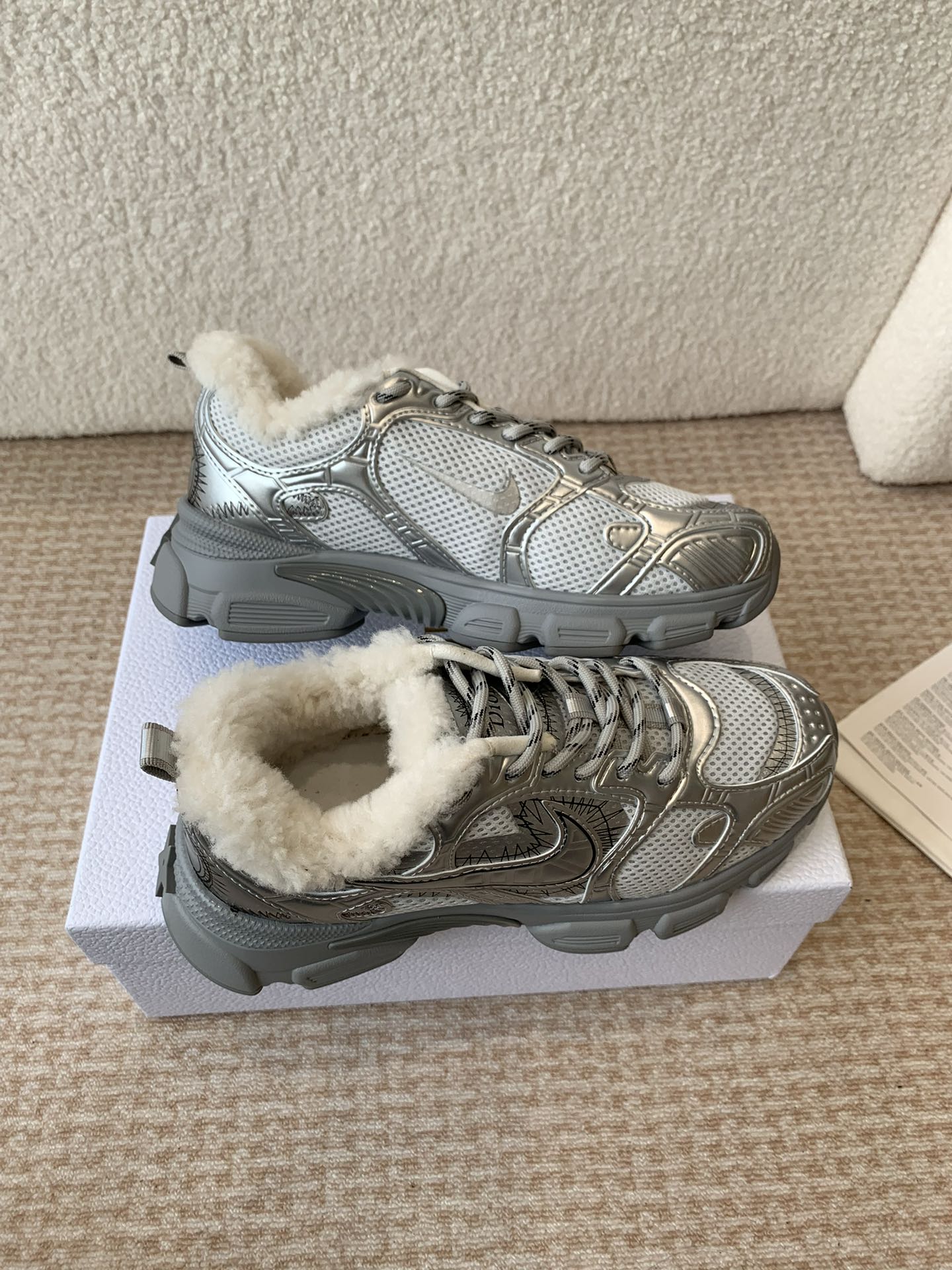 CD Chrono Sneaker In Silver Mix White Mesh Fabric 998712