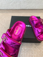 DAD SANDAL IN MAGENTA PURPLE SHEEPSKIN MULE