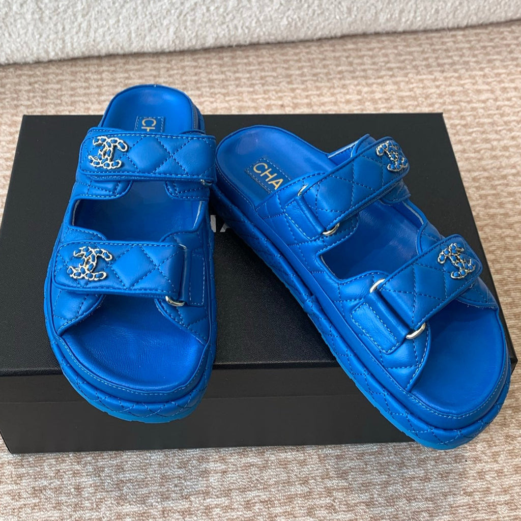 DAD SANDAL IN COBALT BLUE CALFSKIN MULE